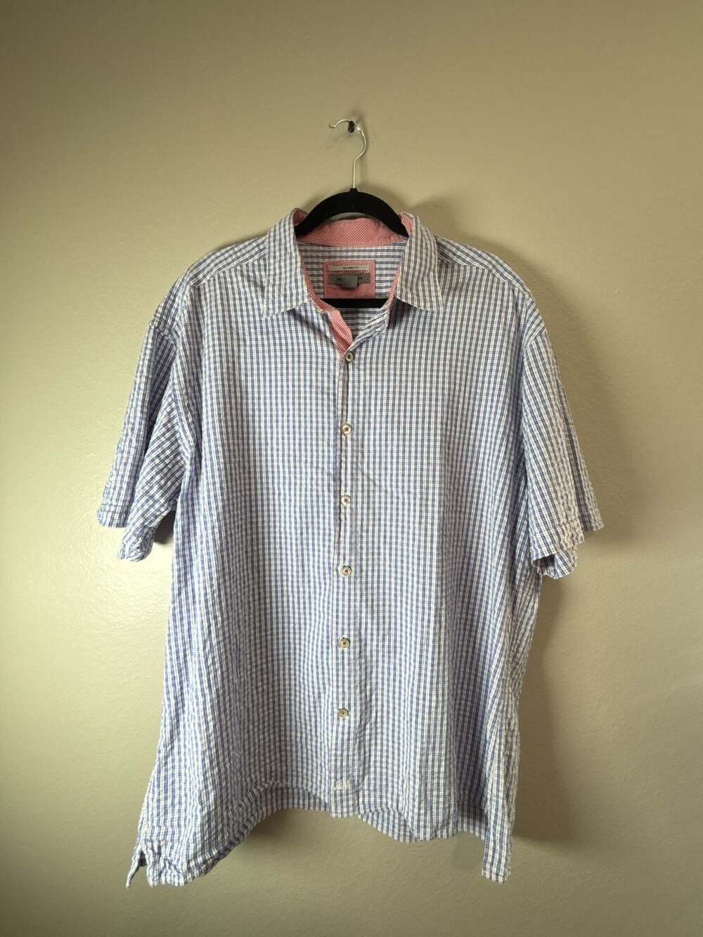 Johnston & Murphy Men's Tailored Fit Short Sleeve Plaid Button-Up Shirt